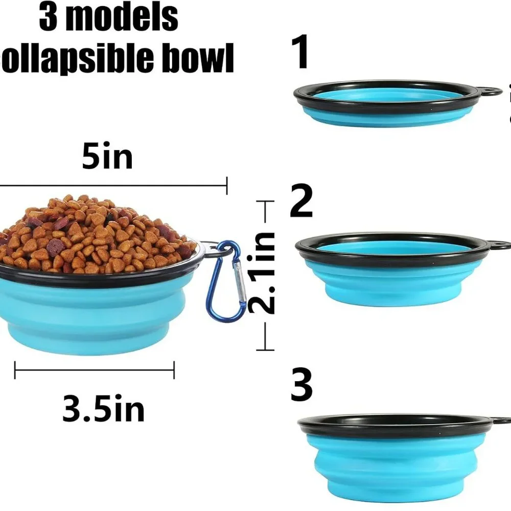 Collapsible Bowl with Cover Lids,2 Pack Dog Travel Bowls Portable Foldable Cat W